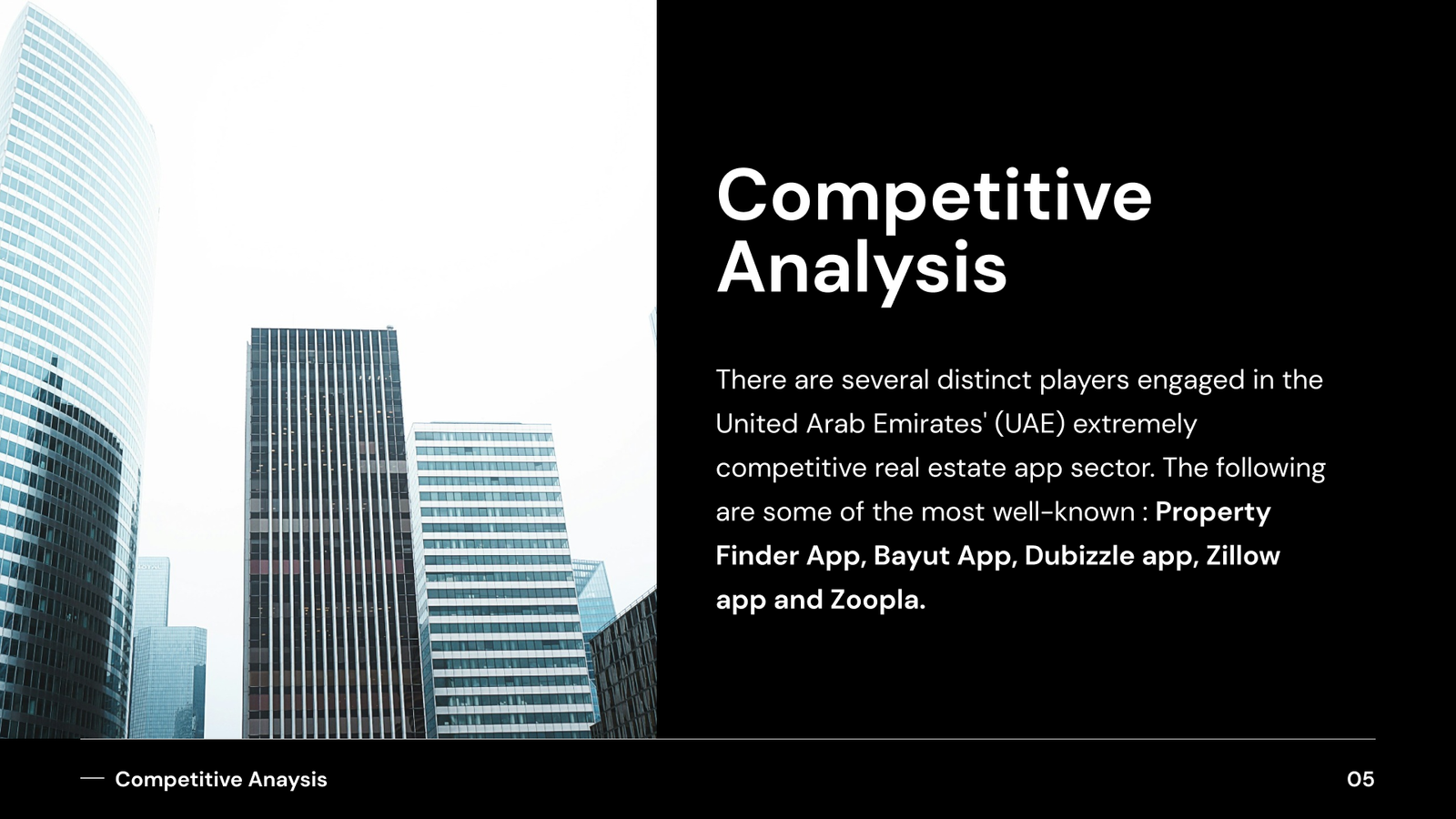 Analysis details for comprtitive analysis