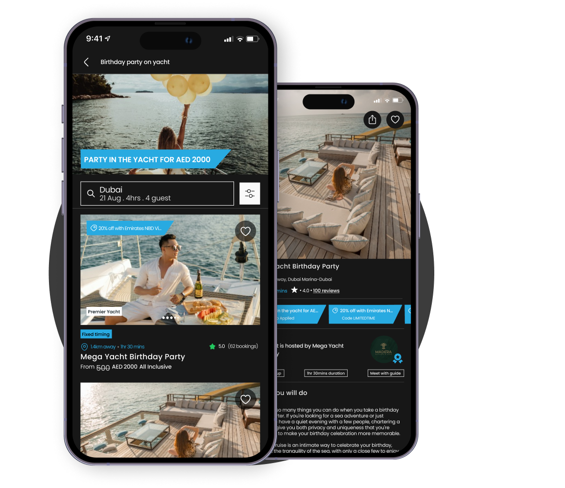 Screen for promotions and discounts for the app